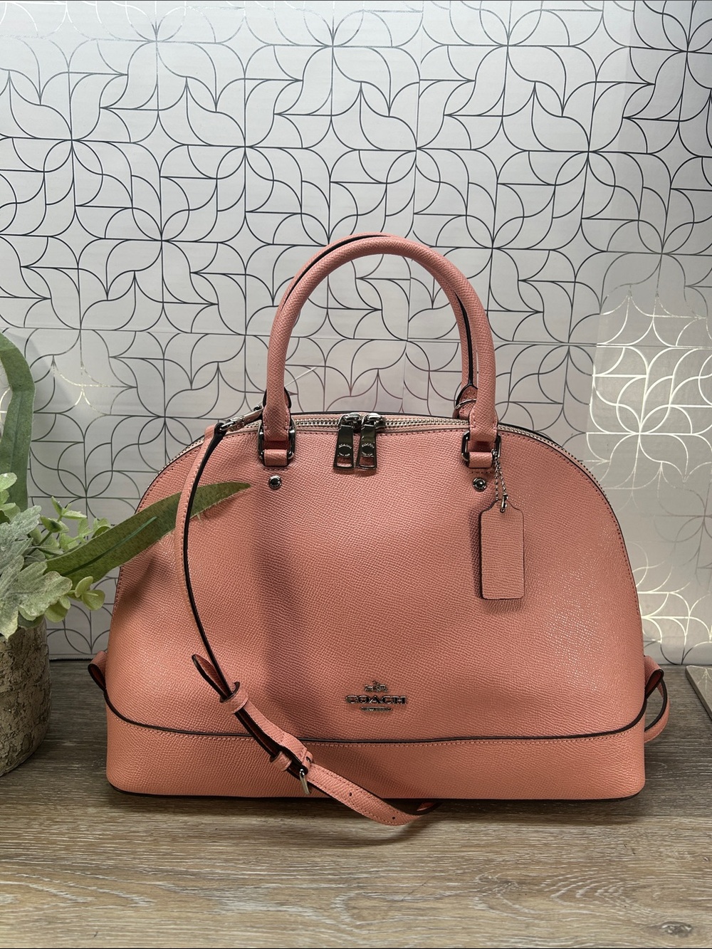 Coach Crossgrain Leather Sierra Satchel in a soft blush pink